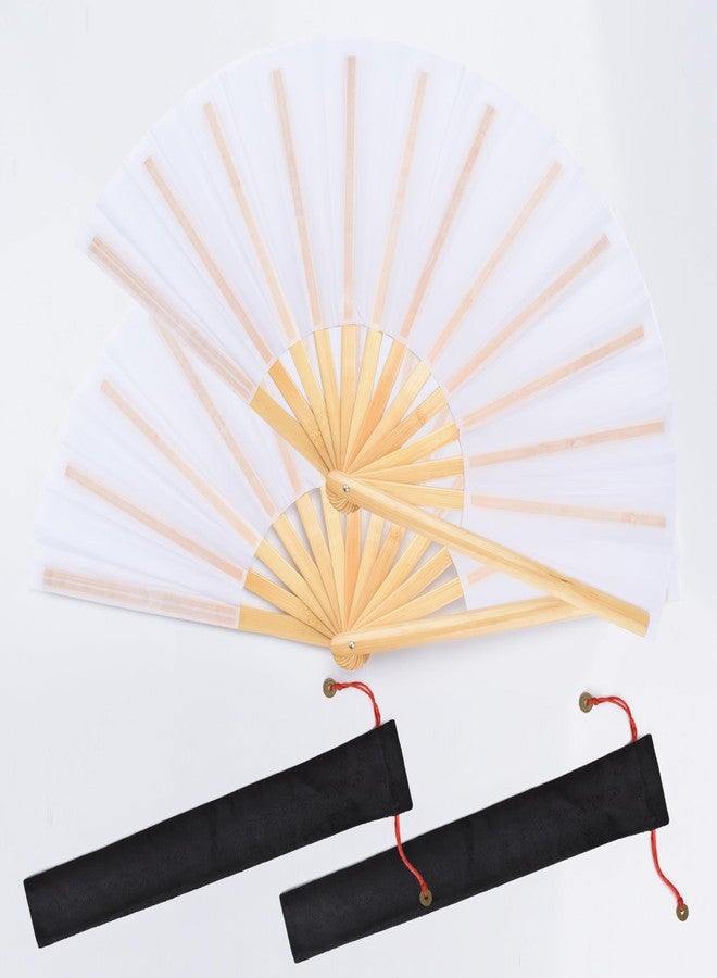 HONSHEN Folding Hand Fan with Bamboo for Women Men (White Bamboo Fan) - Image 1